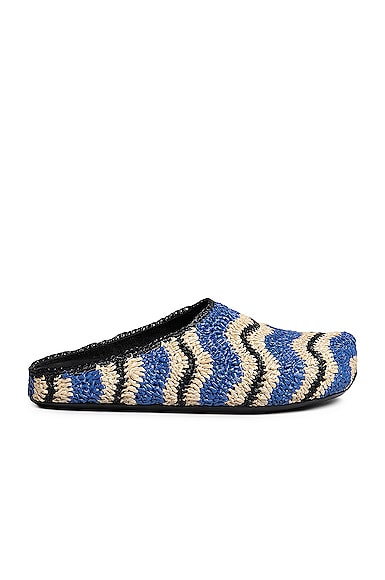Marni Fussbet Sabot Round-toe Loafers In Vivid_blue_natural