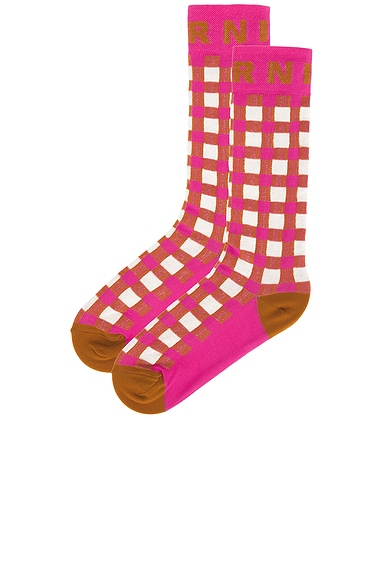 Shop Marni Check Mid-calf Socks In Starlight Pink