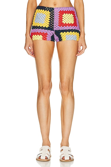 Marni Crochet Patched Shorts In Multicolor