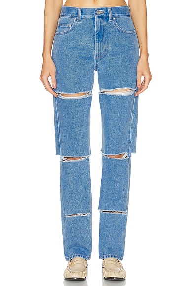 Distressed Straight Leg Jeans