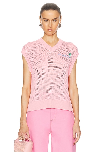 Shop Marni V Neck Sweater In Pink Gummy