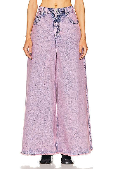 Marni Marble Dyed Flared Trousers in Pink Gummy