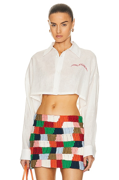 x No Vacancy Inn Cropped Long Sleeve Shirt