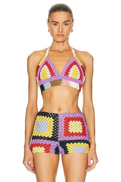 Shop Marni X No Vacancy Inn Crochet Halter Bra Top In Multicolor