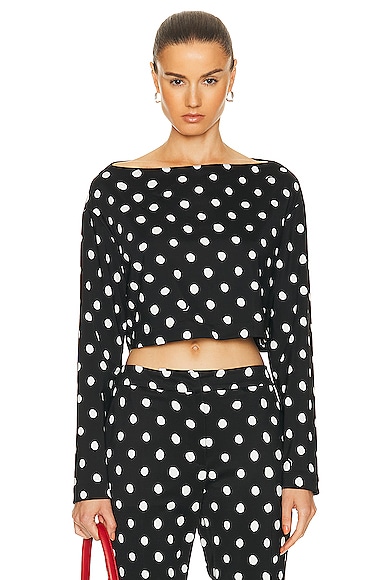 Marni Cropped Long Sleeve Top in Black
