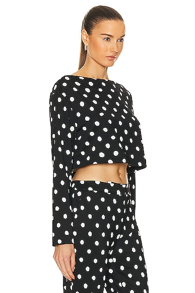 Shop Marni Cropped Long Sleeve Top In Black