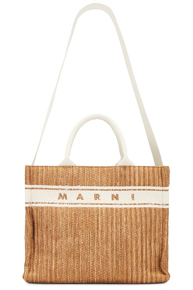 Marni Small Basket Bag in Ecru & White