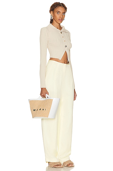 Shop Marni Tropicalia Small Bag In Sand Storm & Lily White