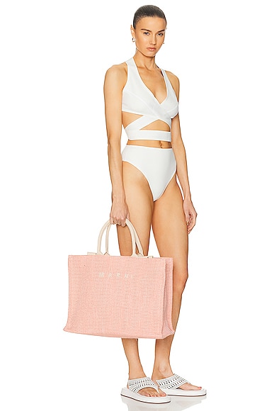 Shop Marni Large Basket Bag In Light Pink