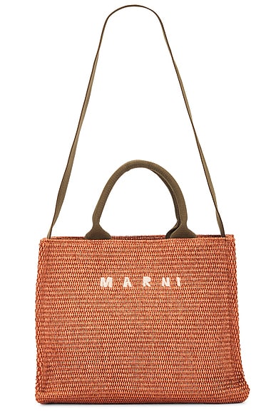 Marni Small Basket Bag in Brick & Olive