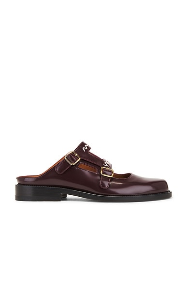 Marni Flat Mule in Burgundy