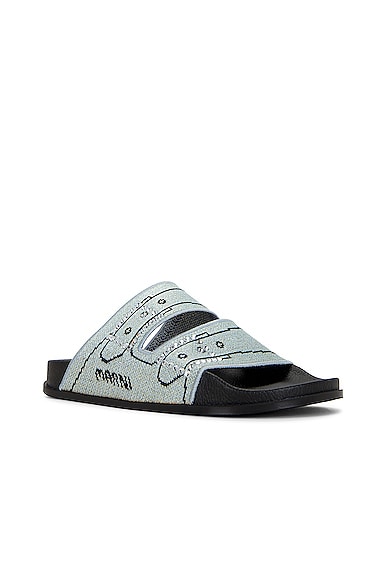 Shop Marni Flat Sandals In Mineral Ice