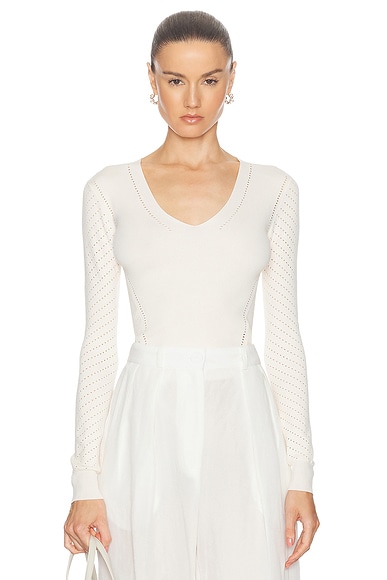 Max Mara Long Sleeve Sweater in Vanilla