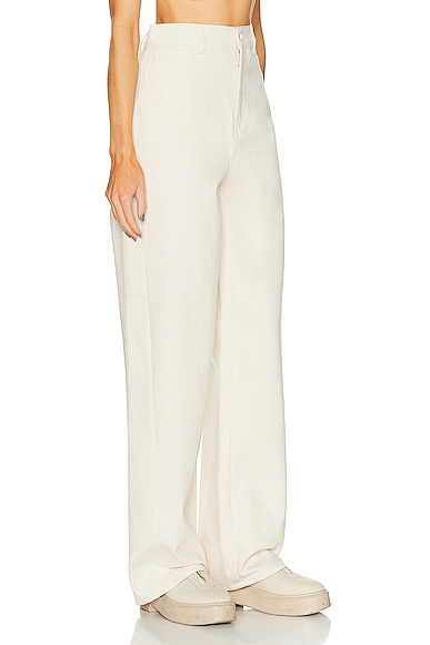 Shop Max Mara Twill Trousers In Ivory