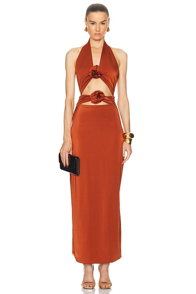 Shop Maygel Coronel For Fwrd Vaupes Dress In Terracotta