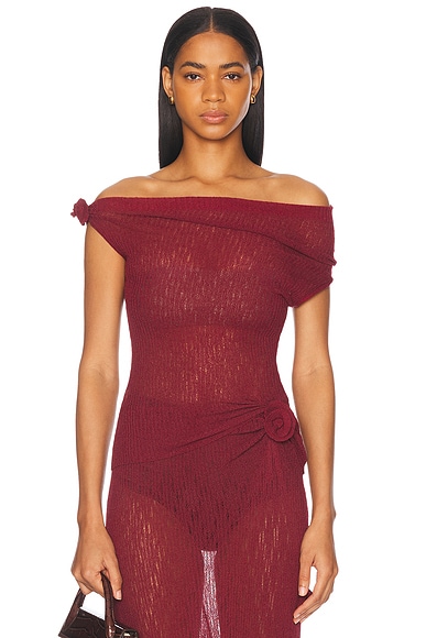 Maygel Coronel Amapola Top in Maroon