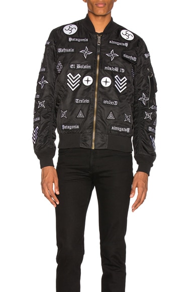 Marcelo Burlon Roldan Alpha MA-1 Jacket in Black & White | FWRD
