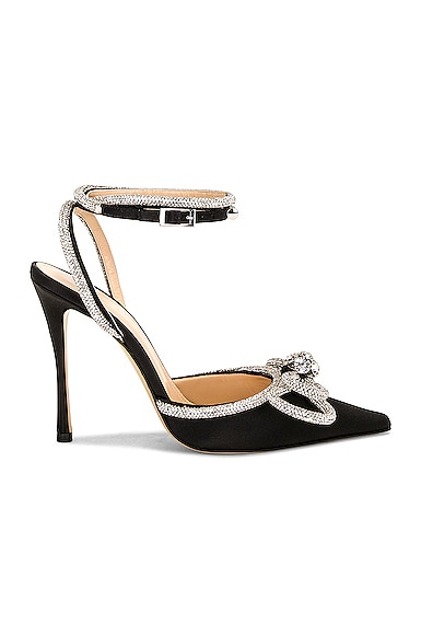 Mach & Mach Double Bow Crystal-embellished Satin Heeled Sandals In ...