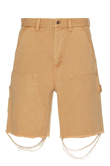 Metalwood Studio Cut Off Carpenter Short in Rust | FWRD