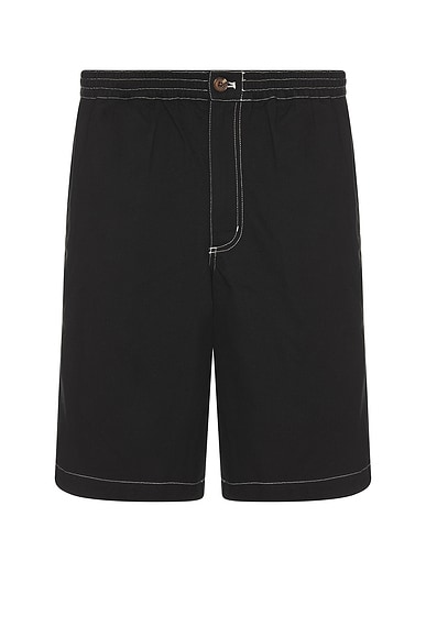 Contrast Stitch Elastic Waist Short