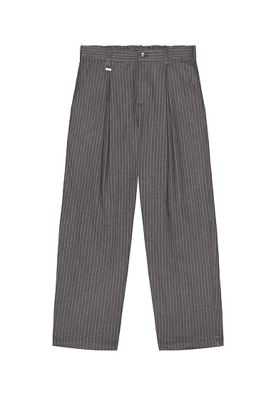 Metalwood Studio Elastic Waist Baggy Pant in GREY PINSTRIPE