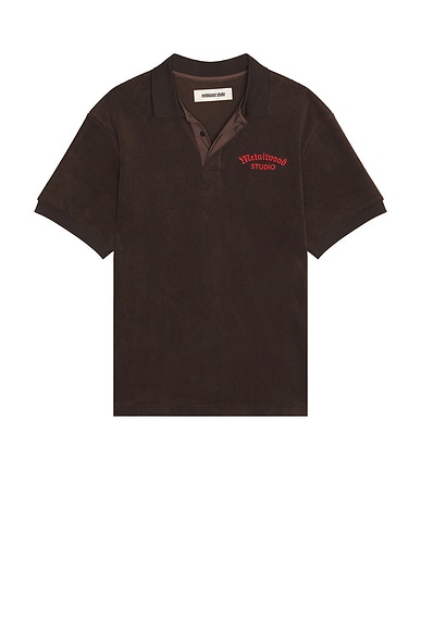 Metalwood Studio Medieval Terry Polo in Dark Chocolate