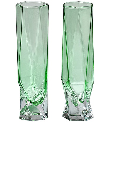 Max Id Ny For Fwrd Champagne Flute Set In Light Green