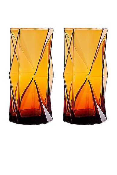 Max Id Ny Ghost Highball Glass Pair In Amber