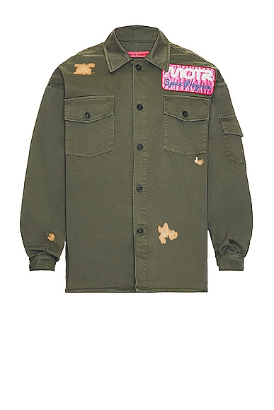 Shop Members Of The Rage Army Overshirt In Military Green