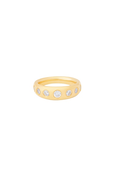 Shop Megaā 7 Stone Pinky Ring In 14k Yellow Gold Plated