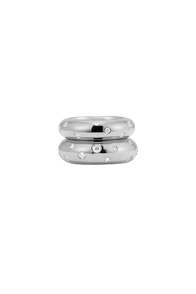 MEGA Donut With Sprinkle Ring Duo in Sterling Vermeil
