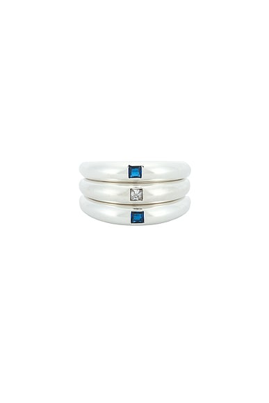 MEGA Gypsy Blue Stacked Ring in Sterling Vermeil