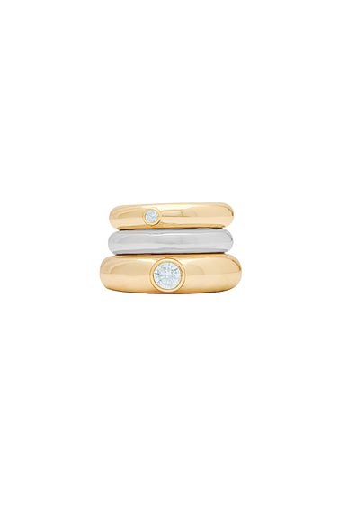 MEGA Zirconia Stacking Donut Ring in 14k Yellow Gold Plated