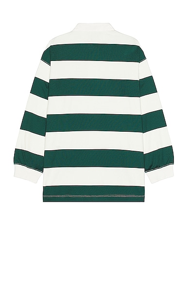 Shop Moncler Genius X Palm Angels Long Sleeve Polo In White & Green