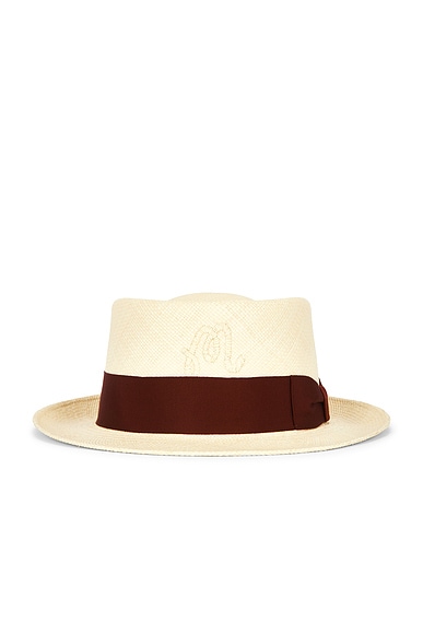 Malbon Anton Straw Hat in Straw & Raspberry Truffle