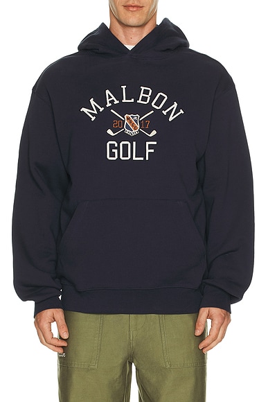 Malbon Golf Fesque Crest Hoodie in Navy