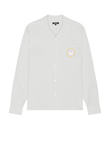 Malbon Golf Saint-Tropez Seersucker Long Sleeve Shirt in Blue
