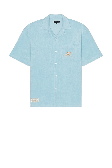 Malbon Golf Bosco Button Up Shirt in Light Blue