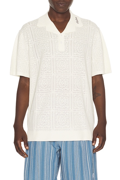 Malbon Resort Crochet Polo in Ivory