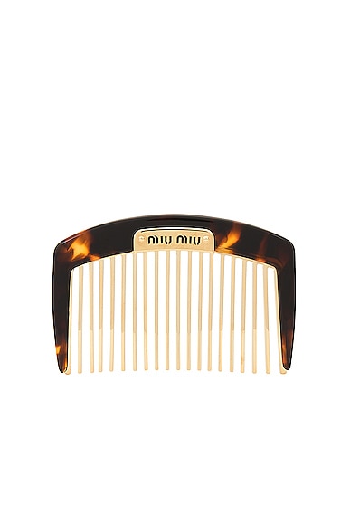 Miu Miu Hair Comb in Oro Tartaruga