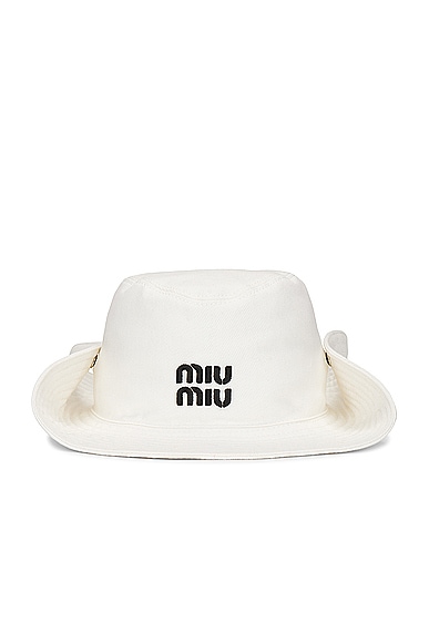 Miu Miu Cowboy Hat In Bianco & Nero