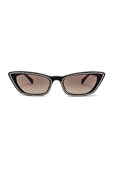 Miu Miu Cat Eye Crystal Sunglasses in Black | FWRD