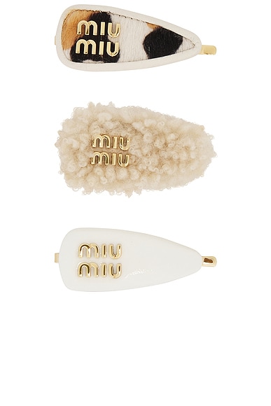 ヘアアクセサリー Miu Miu Set Of Hair Clips Miu Miu Set Of Three Logo Hair Pins - Woman Jewellery Pink
