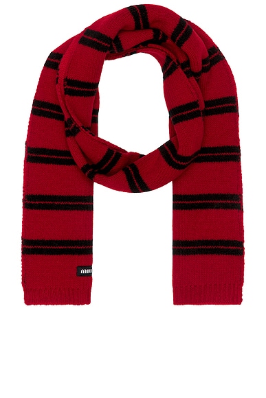 Miu Miu Wool Cashmere Blanket Scarf in Red Nero FWRD