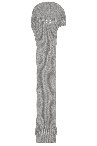 Miu Miu Beanie With Scarf in Grey