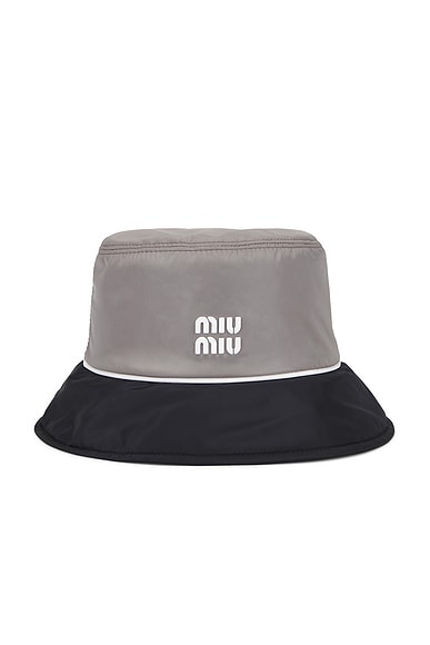 Miu Miu Bucket Hat in Piombo & Blue