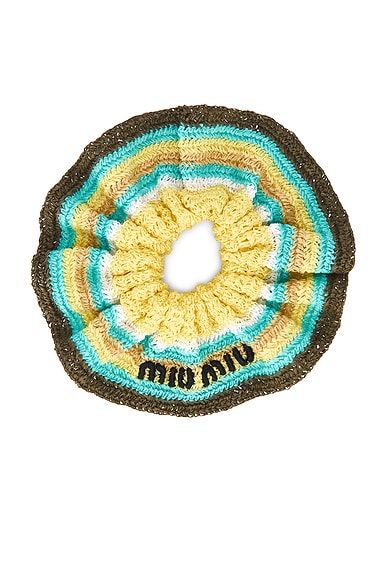 Miu Miu Crochet Scrunchie in Tundra, Limone, & Naturale