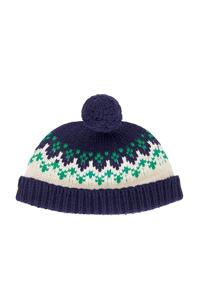 Miu Miu Wool Fairisle Beanie in Navy