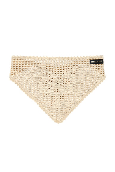 Miu Miu Crochet Filet Headscarf in Talco