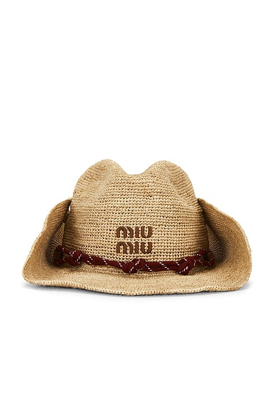 Rafia Crochet Nastro Cowboy Hat